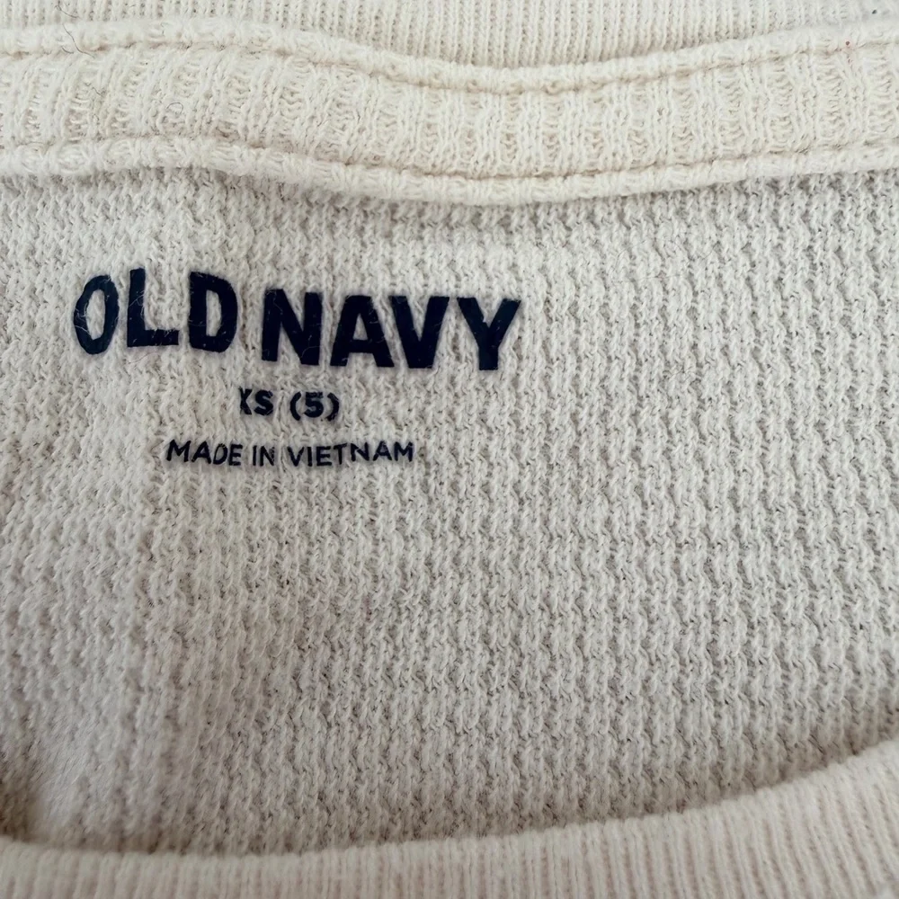 🤍👧 Old Navy Girls Waffle Knit Long Sleeve Tee | Size XS (5) | Cream